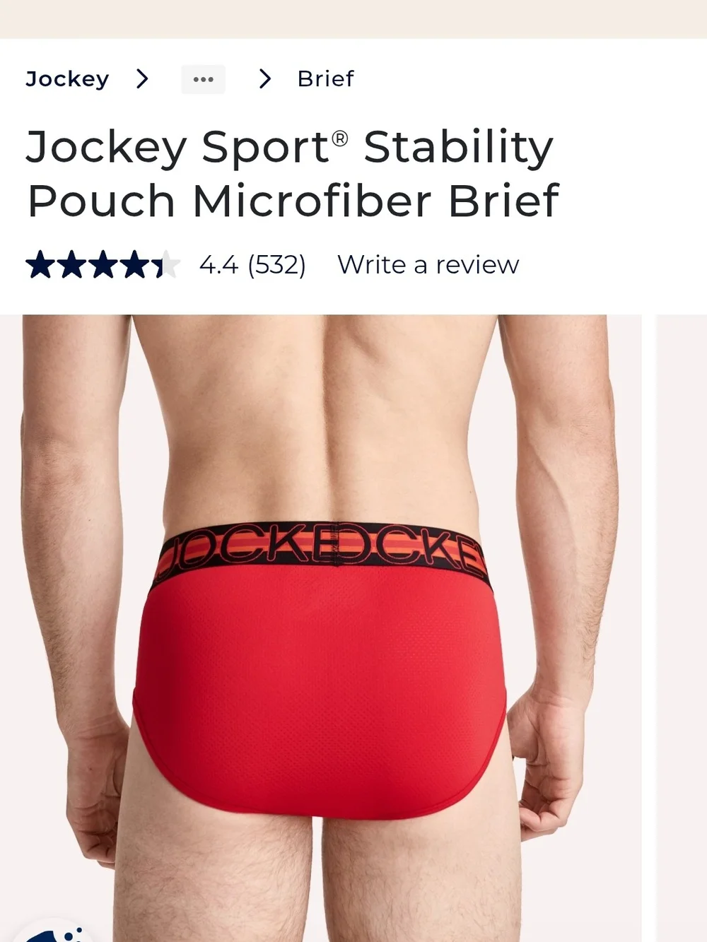 Jockey Sport Red Microfiber Brief with Stability Pouch XXL (44-46) Paisley Red